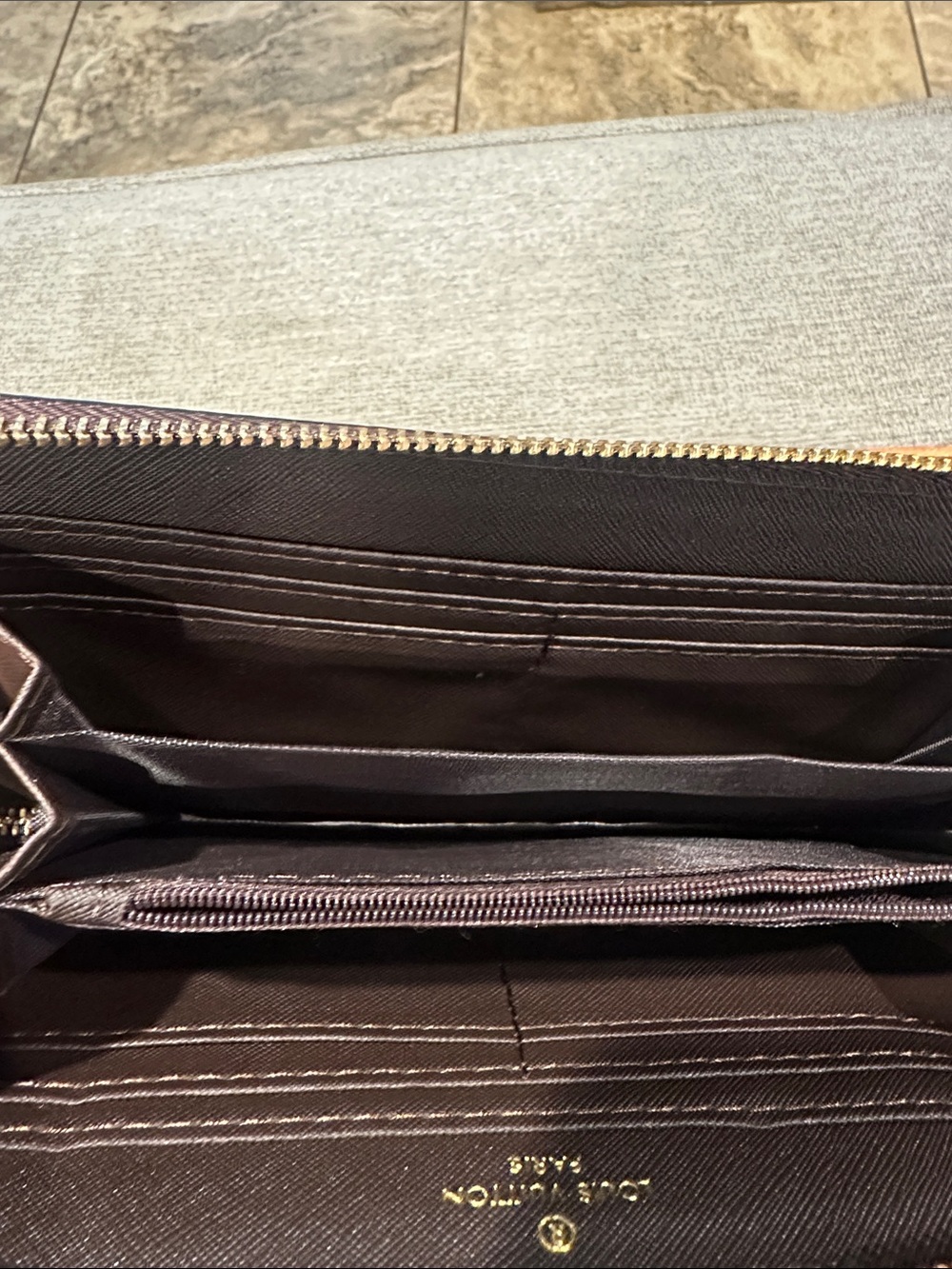 Brown and Gold Monogram Zip Pouch - Picture 5 of 6